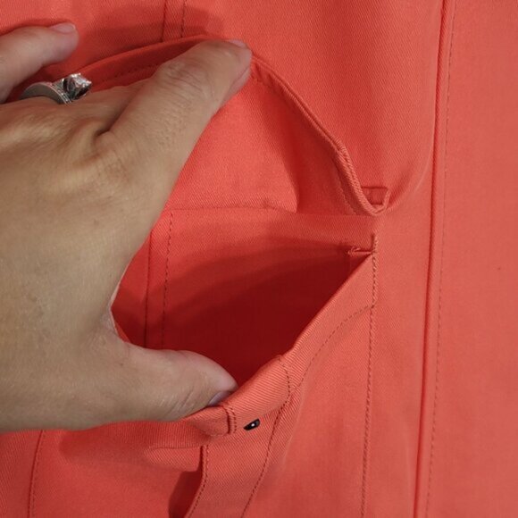 Schwiing Red Orange  Black Cotton Blend Snap  Zip Up Utility Jacket Size XS - Picture 7 of 14